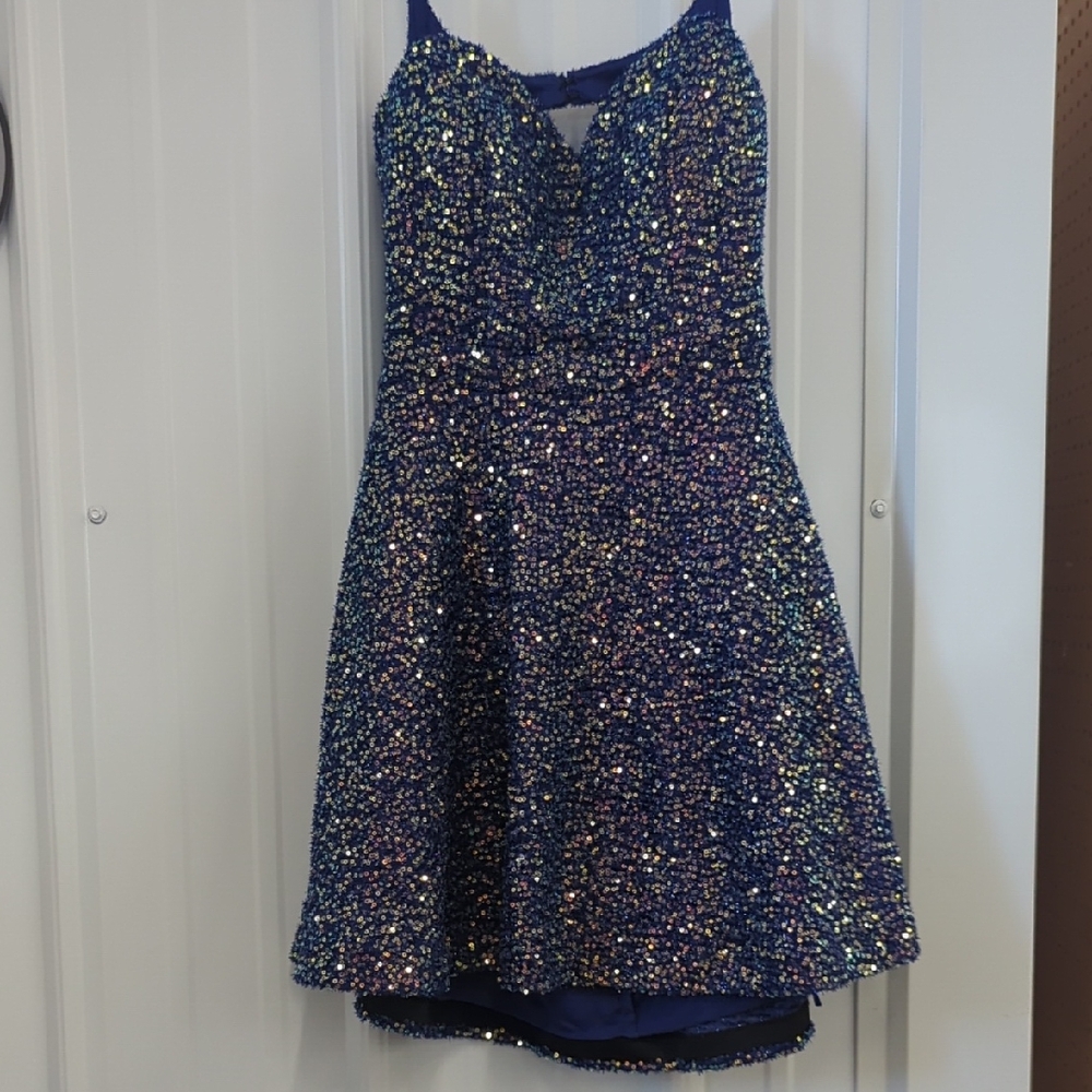 City Studio Sequin Glittering Blue Dress